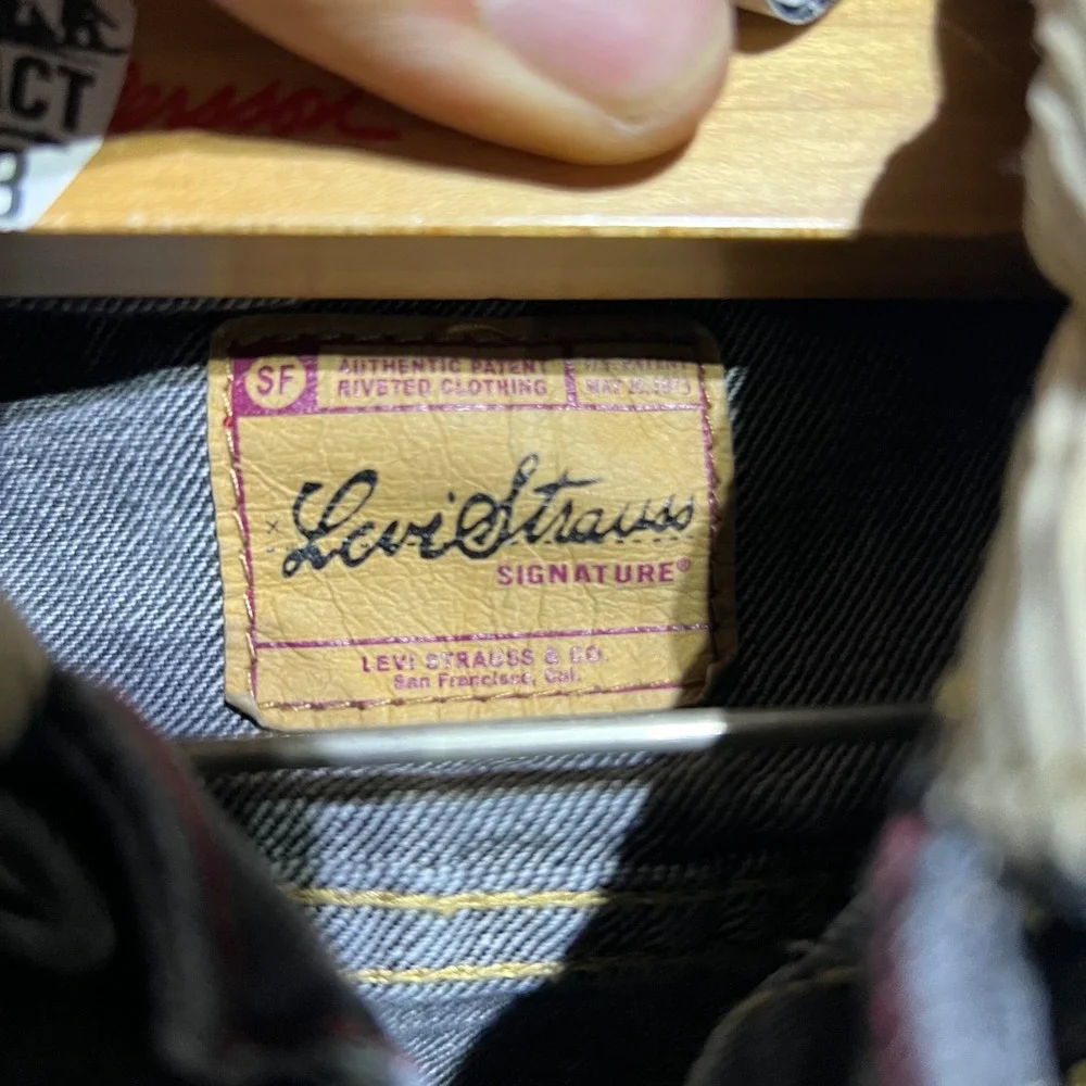 Levi Strauss Denim Jacket Boys 18M Black Corduroy Collar Trucker Signature
